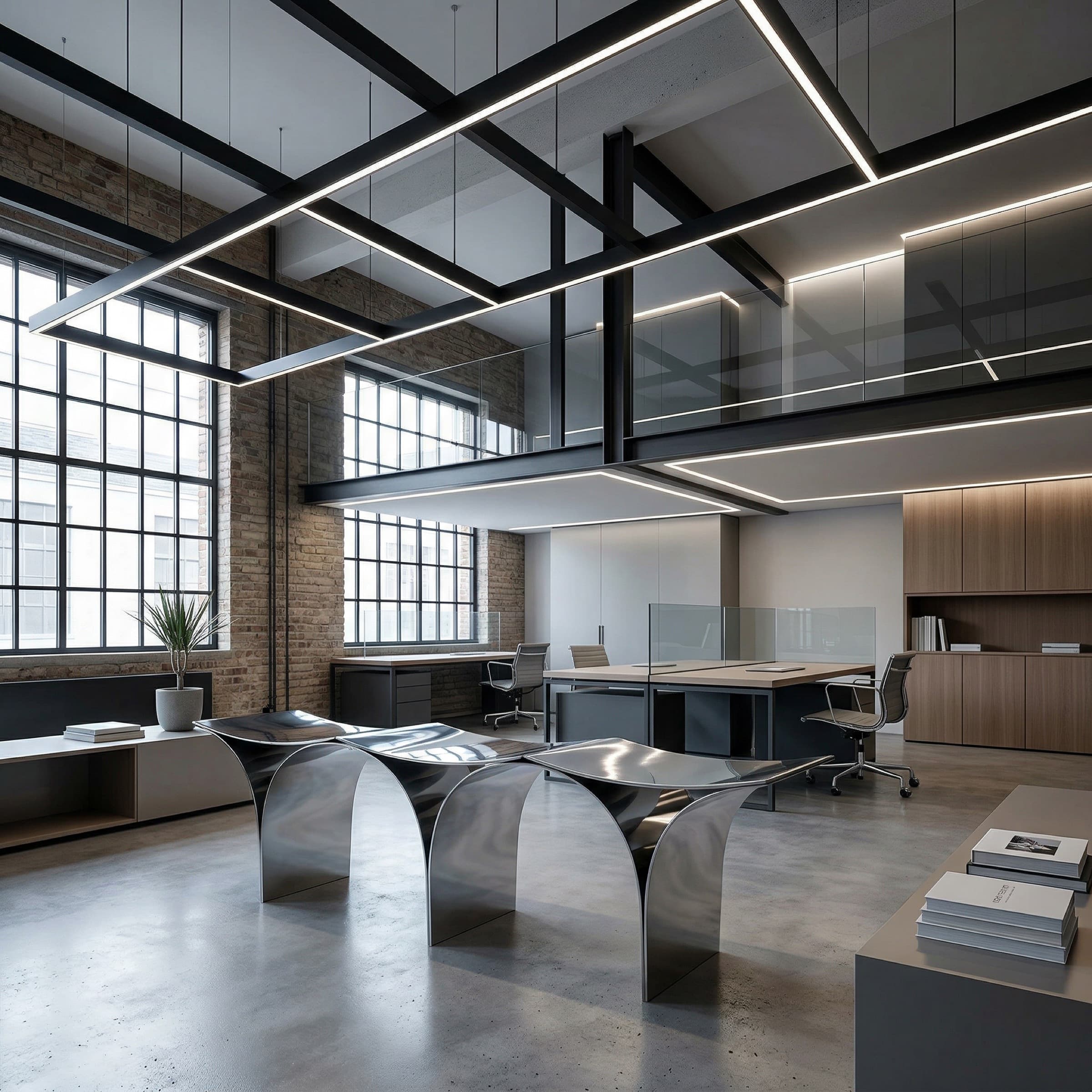 Bench placed into an office loft