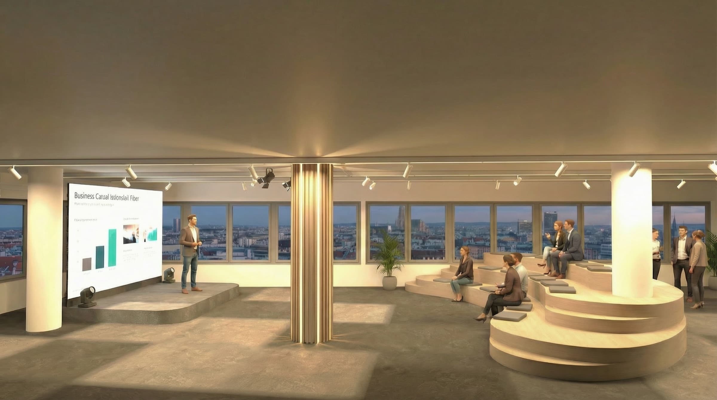 Presentation area with city view